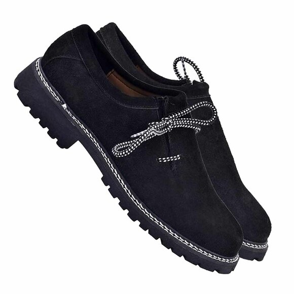 Men’s Lederhosen Shoes – Bavarian Trachten Suede Oktoberfest Black Boots NEW main image 6